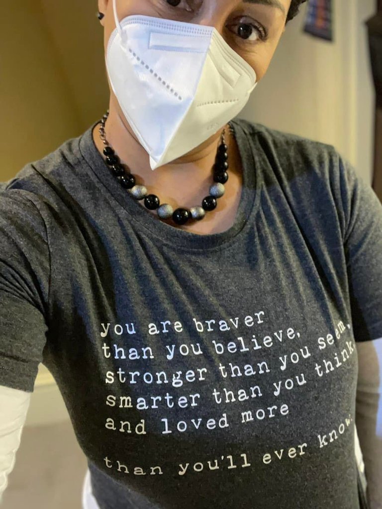 Teacher wears shirt reading "You are braver than you believe" and other inspirational phrases